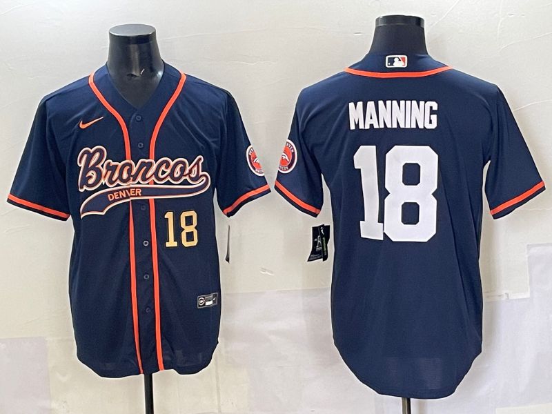 Men 2025 Denver Broncos #18 Manning Blue  joint name 2024 Nike Limited NFL Jersey style 4